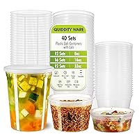 Deli Containers with Leakproof Lids-40 Sets [12sets-8oz, 16sets-16oz, 12sets-32oz] BPA-Free Plastic Microwaveable Clear Food Storage Container Premium Heavy-Duty, Freezer & Dishwasher Safe…