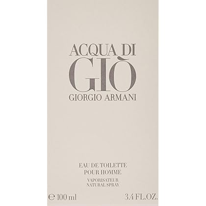 Acqua Di Gio By Giorgio Armani for Men, Eau De Toilette Spray 3.4 Fl Oz (Packaging may vary)