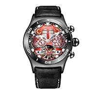 REEF TIGER Luminous Sport Watches Mens Black Steel Skeleton Dial Tourbillon Watch RGA703