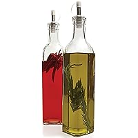 Villa Olive Oil and Vinegar Glass Dispenser Bottles, Set of 2, 16 oz., Clear