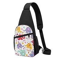 BREAUX Colorful Elephant Crossbody Chest Bag, Casual Backpack, Small Satchel, Multi-Functional Travel Hiking Backpacks