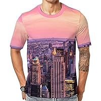 New York Decor NYC Midtown Unisex T Shirts Full Print Tees Crew Neck Short Sleeve Tops