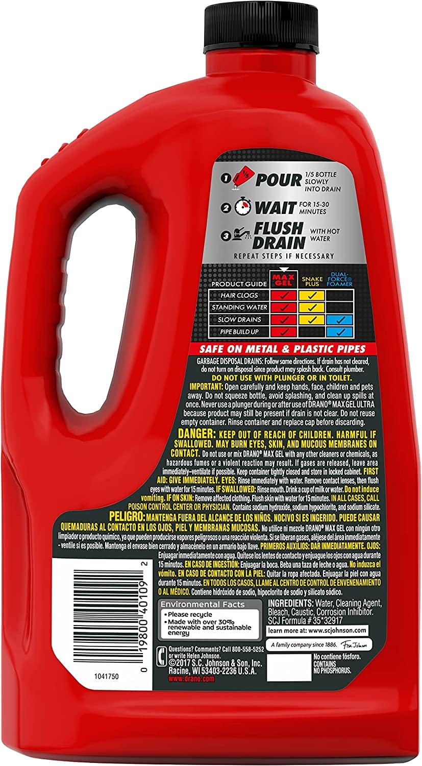 Mua Drano Max Gel Drain Clog Remover and Cleaner for Shower or Sink Drains,  Unclogs and Removes Hair, Soap Scum, Blockages, 80 oz trên Amazon Mỹ chính  hãng 2023 | Fado