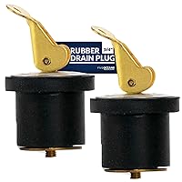 Five Oceans Boat Plug, Livewell Bailer Drain Plug, for 3/4-Inch Diameter Drains, Locks in Place, Brass Handle, Rubber Plug, 2-Pack - FO2210-M2