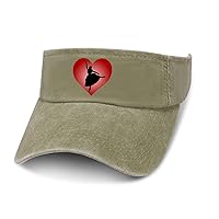 Ballet Dancer Heart Leaky Top Denim Hat Print Sun Visor Hat Baseball Cap Golf Hat for Adult