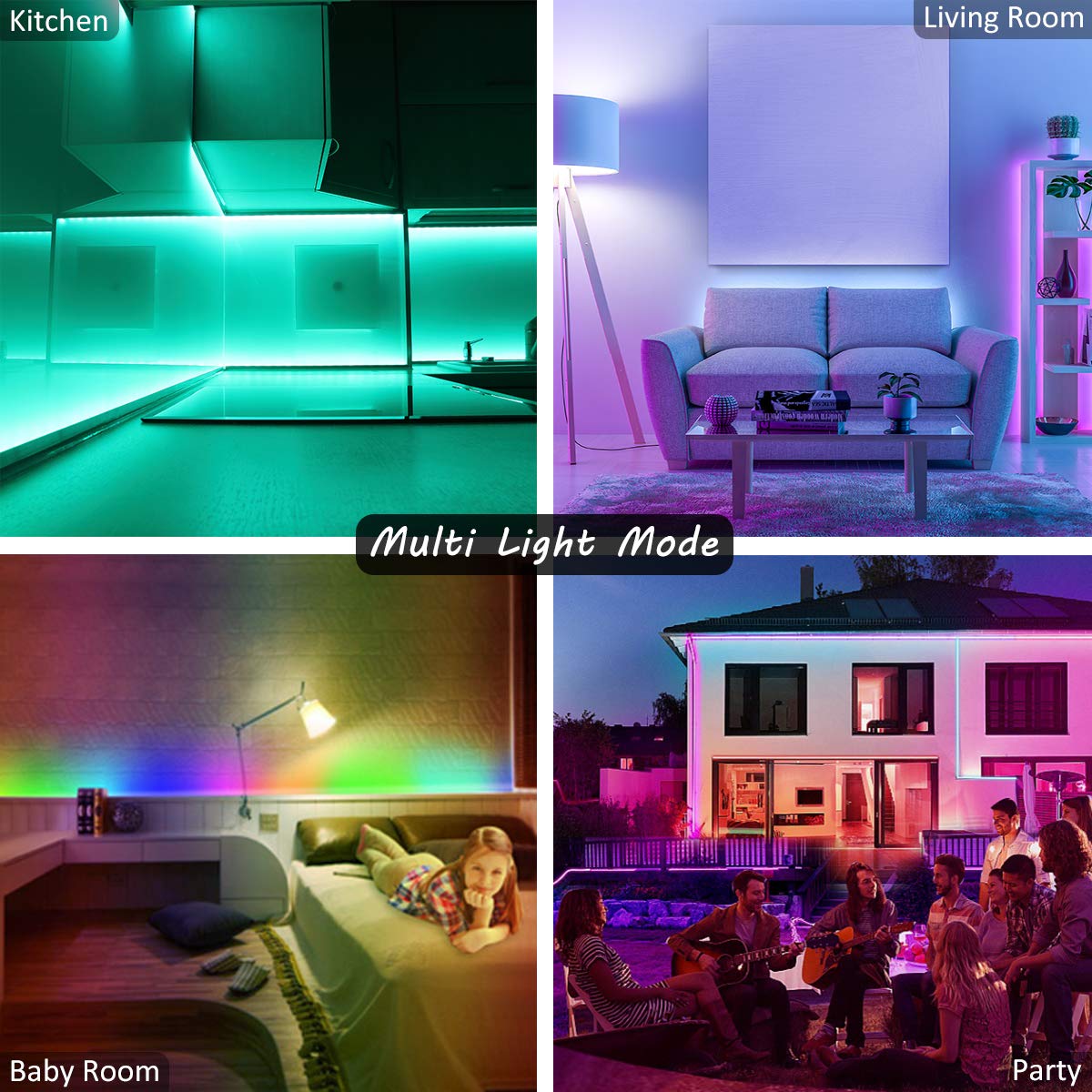 Led Lights for Bedroom, L8star 50ft Rgb Led Strip Lights with Bluetooth and Remote Control Sync to Music