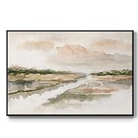 Renditions Gallery Natural Serenity Paintings & Prints Serenity at Dawn: A Tranquil River Landscape Floater Framed Wall Hanging Artwork for Bedroom Office Kitchen - 17