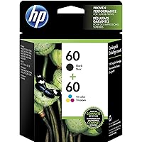 HP 60 Black/Tri-color Ink Cartridges (2-pack) | Works with DeskJet D1660, D2500, D2600, D5560, F2400, F4200, F4400, F4580; ENVY 100, 110, 120; PhotoSmart C4600, C4700, D110a Series | N9H63FN