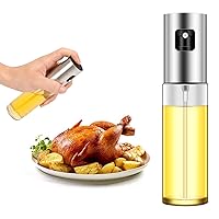 Olive Oil Sprayer, Transparent Food-Grade Glass Oil Spray，Portable Spray Bottle Vinegar Bottle Oil Dispenser for BBQ/Cooking/BBQ/Salad/Baking/Roasting Kitchen Stainless Steel