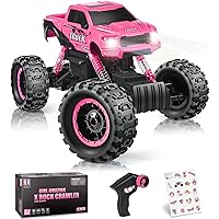 DOUBLE E Remote Control Car for Girls 1/12 Scale Monster Trucks Dual Motors Off Road RC Trucks, Girls Toys Gifts for Girls Daughter Kids, Birthday Gift Ideas, Pink