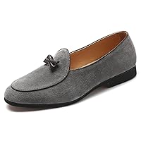 Mens Loafers Slip On Dress Driving Shoes for Men Velvet Moccasin Smoking Slipper with Bow