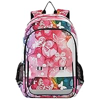 ALAZA White Butterflies Watercolor Multicolored Backpack Cycling, Running, Walking, Jogging