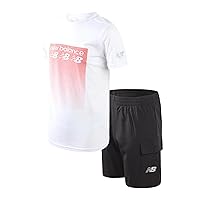 New Balance Boys' Active Shorts Set - 2 Piece Performance T-Shirt and Gym Shorts (8-12)