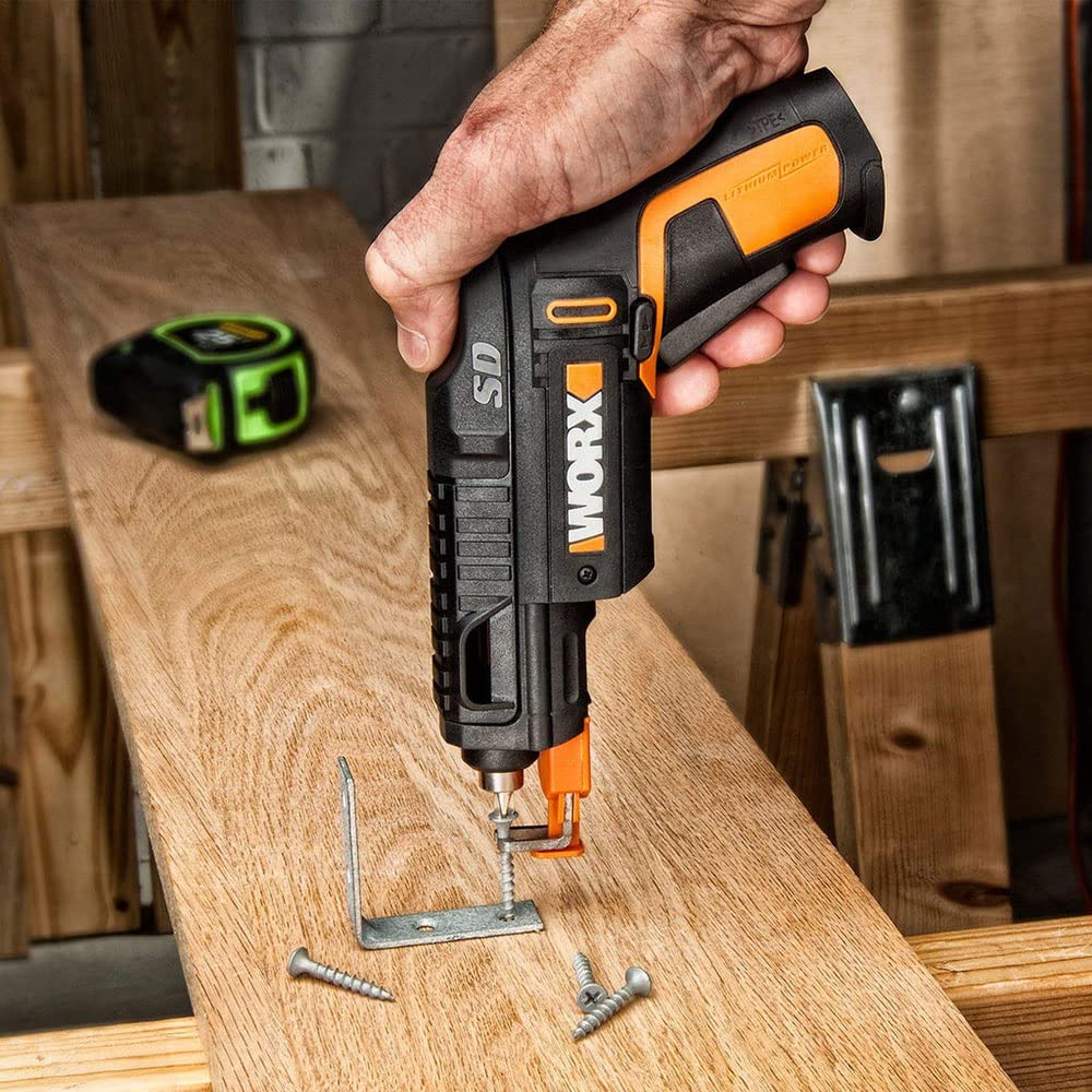 WORX WX255 | 4V Screwdriver | Automatic Bit Change | Screw Adapter | Includes Bit Kit | LED Light | Lightweight and Compact | Screwing Efficiency