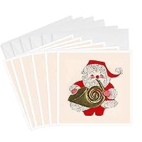 3dRose Santa Playing the French Horn - Greeting Cards, 6 x 6 inches, set of 6 (gc_29059_1)
