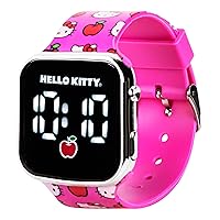 Accutime Hello Kitty Digital LED Quartz Kids Pink Watch for Girls with White Hello Kitty and Friends Band Strap (Model: HK4222AZ)