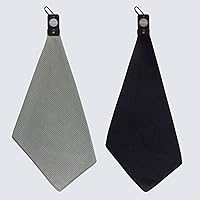 Magnetic Golf Towel for Golf Bags with Clip for Men & Women, Waffle Weave Microfiber Towel with Industrial Strength Magnet for Strong Hold to Golf Carts or Clubs, Set of 2
