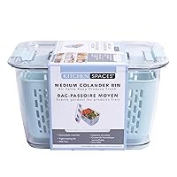 Colander Bin, Produce Saver, Fridge Organizer With Lid, Wash, Strain and Store, Great for Refrigerator, Freezer and Pantry, Medium, Blue, Pack of 1