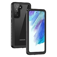 Lanhiem Samsung Galaxy S21 FE Case, IP68 Waterproof Dustproof Case with Built-in Screen Protector, Full Body Heavy Duty Shockproof Protective Clear Cover for Galaxy S21 FE 5G 6.4 Inch, Black