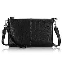 befen Genuine Leather Wristlet Clutch Wallet Purses Small Crossbody Bags Shoulder Handbag for Women, Silver Zipper