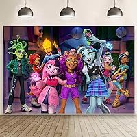 Monster Background Birthday Decorations, Monster Happy Birthday Banner Backdrop for High Birthday Party Supplies (5x3ft)