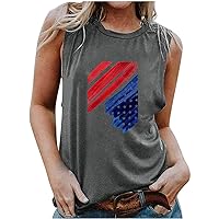 wherehouses Deal Clearance Summer Patriotic Tank Tops for Women Fashion Sleeveless Tshirts Loose Fit Casual USA Flag Star Stripe Tees Blouse