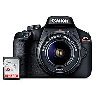 EOS Rebel T100 DSLR Camera with EF-S 18-55mm f/3.5-5.6 III Lens, 18MP APS-C CMOS Sensor, Built-in Wi-Fi, Optical Viewfinder, Impressive Images & Full HD Videos, Includes 32GB SD Card