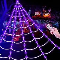 Brighter Spider Webs Halloween Decorations Lights,2023 Upgrade 250 Purple LED Light Up,8 Modes 16.4Ft Giant Spiderweb with Remote Control,Halloween Decor for Yard Outside