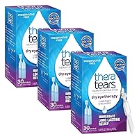 Dry Eye Therapy Lubricating Eye Drops for Dry Eyes, Preservative Free eye drops, 30 Single-Use Vials (Pack of 3)