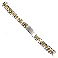 13mm Speidel Two Tone Solid Link Curved End Ladies Clasp Watch Band 3051/15 BOGO