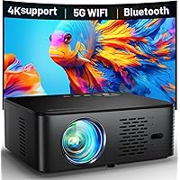 GooDee Projector 4K Support, Outdoor Projector with Wifi and Bluetooth, Android TV Projector 1080p with Auto Focus & Full-Sealed Optical Engine for Movie, Netflix/Prime Video Built-in, 8000+ Apps