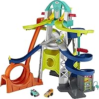 Fisher-Price Little People Toddler Playset Launch & Loop Raceway Race Track with Lights Sounds & 2 Toy Cars for Ages 18+ Months (Amazon Exclusive)