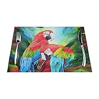PlacematsTwo Colored Parrots Printed Dining Table Placemats Washable Dining Table Mats Heat-Resistant Easy to Clean Non-Slip Indoor Or Outdoor Use