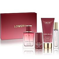 Mothers Day Womens Gifts, Floral Bloom Perfume Set 4 in 1 Womens Perfume & Deodorant, Eau de Parfum Fragrance Sets - Perfumes for Women Gift Set with Antiperspirant Stick, Body Lotion & Mini Perfume