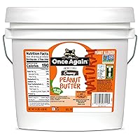 Once Again Natural, Creamy Peanut Butter, 9lb Bucket (same as 9 jars) - Salt Free, Unsweetened - Gluten Free Certified, Vegan, Kosher, Non-GMO Verified