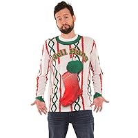 Men's 3D Photo-Realistic Naughty Ugly Christmas Sweater Long Sleeve T-Shirt