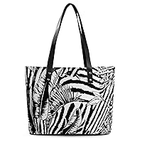 Womens Handbag Tropical Leaves Leather Tote Bag Top Handle Satchel Bags For Lady