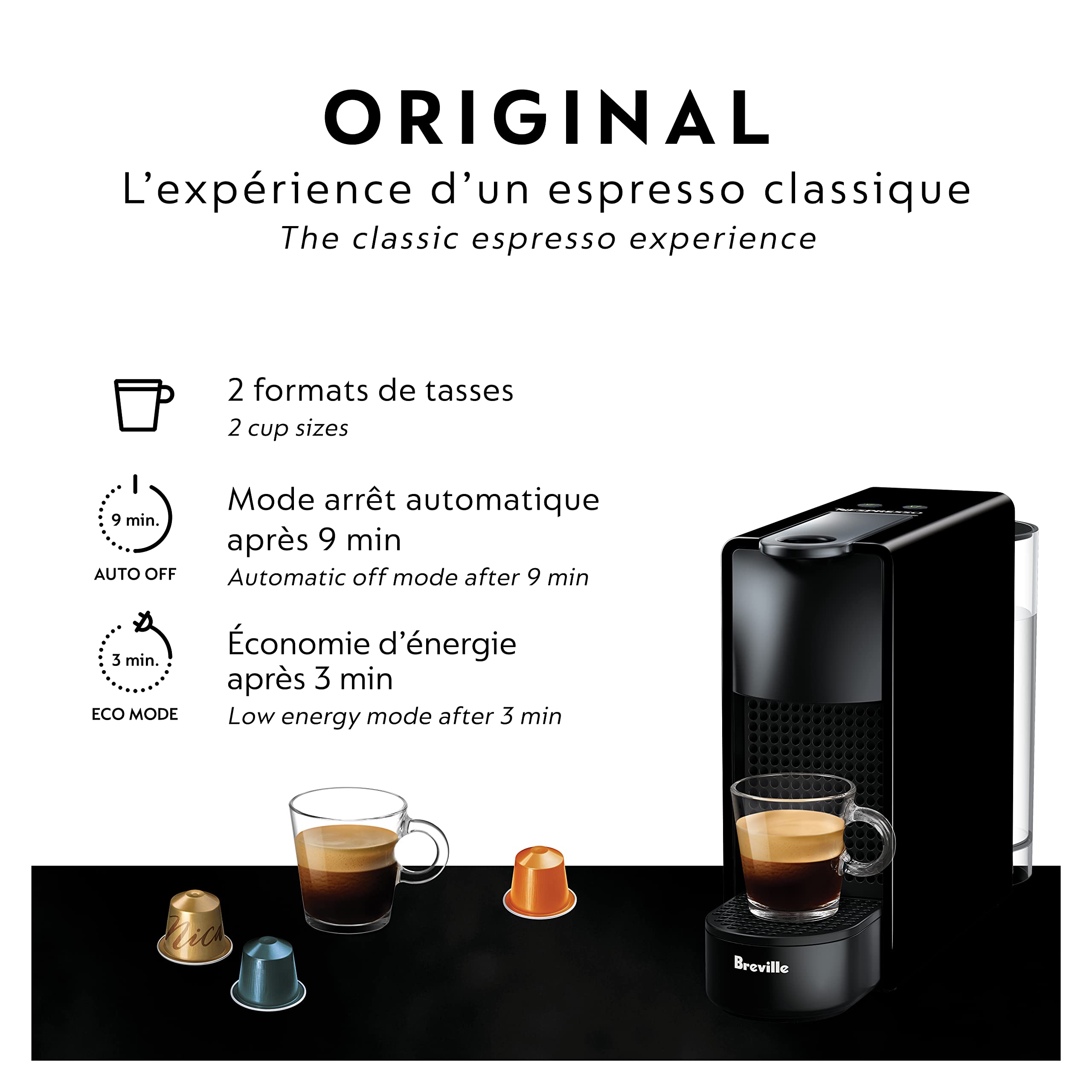 Nespresso Essenza Mini Espresso Machine by Breville,0.6 Liters, Piano Black