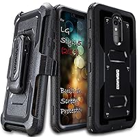 Aegis Series Compatible with LG Stylo 5 / Stylo 5 Plus/Stylo 5X (2019) with Built-in [Screen Protector] Heavy Duty Full-Body Rugged Holster Armor Case [Belt Swivel Clip][Kickstand], Black