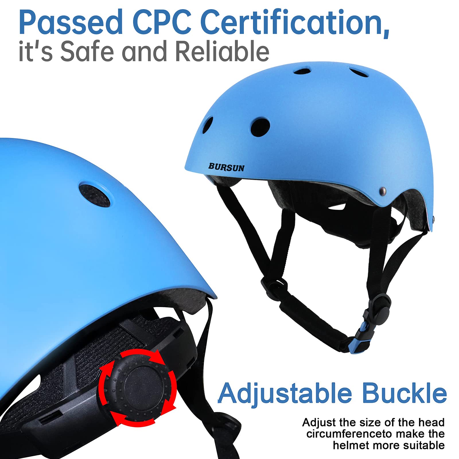 BURSUN Kids Bike Helmet Ventilation & Adjustable Toddler Helmet for Ages 2-3-5-8-14 Kids Boys Girls Multi-Sport Helmet for Bicycle Skate Scooter, 5 Colors