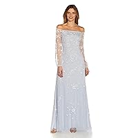 Adrianna Papell Women's Beaded Off Shoulder Gown
