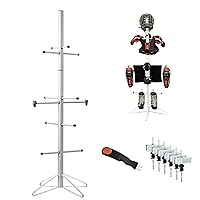 Hockey Equipment Drying Rack - Metal Tree Dryer Stand Organizer - to Dry and Store Adult and Child Sports Gear - Includes Skate Sharpening Tool and 6 Hanging Clips