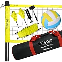 Outdoor Portable Volleyball Net System - Adjustable Height Poles with Soft Volleyball Ball, Pump, Hammer, Boundary Line, and Carry Bag for Backyard, Beach, Lawn