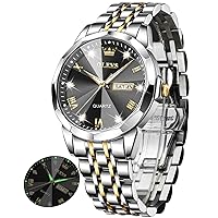 OLEVS Men's Watches Gold Silver Business Dress Luxury Watch Luminous Easy to Read Waterproof Stainless Steel Watch for Men