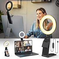 Evershop Ring Light for Laptop Desk Clip On,Small Computer Video Conference Lighting with Stand for Phone/Webcam/Monitor,5