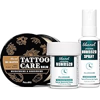 Ebanel Bundle of 5% Lidocaine Numbing Cream and Spray and Tattoo Aftercare Healing Balm