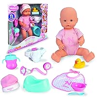 Nenuco Sara - Soft Baby Doll with 11 Real Life Functions, Bottle, 9 Baby Accessories, 16