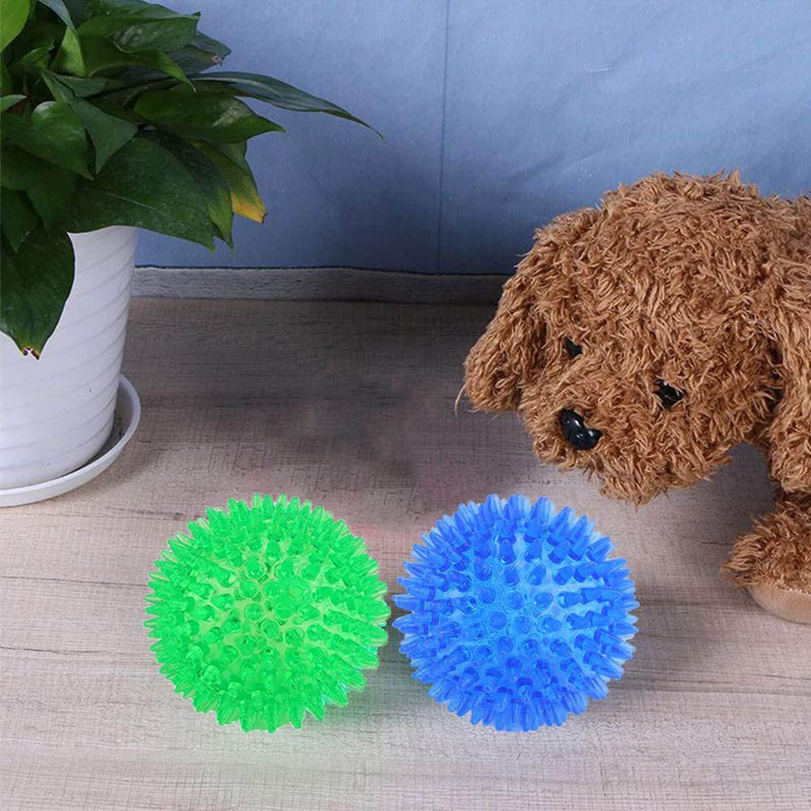 Orgrimmar 3 PCS Pet Squeaky Chewing Balls Dog Soft Stab Balls Cleaning Teeth Toys Balls with High Bounce for Small Medium Large Pet Dog Cat Toys(Medium,3.54in)