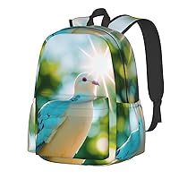 Pigeon Pattern Backpack Print Shoulder Canvas Bag Travel Large Capacity Casual Daypack With Side Pockets