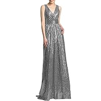Lorderqueen Women's Sequins V Neck Bridesmaid Dresses Long Evening Prom Gowns